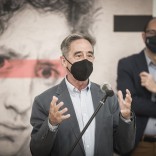 As miradas de Isaac' na Coruña. Rolda de prensa cun dos dous comisarios, Xosé Díaz Arías de Castro, para anunciar a exposición. Foto: Rocío Cibes